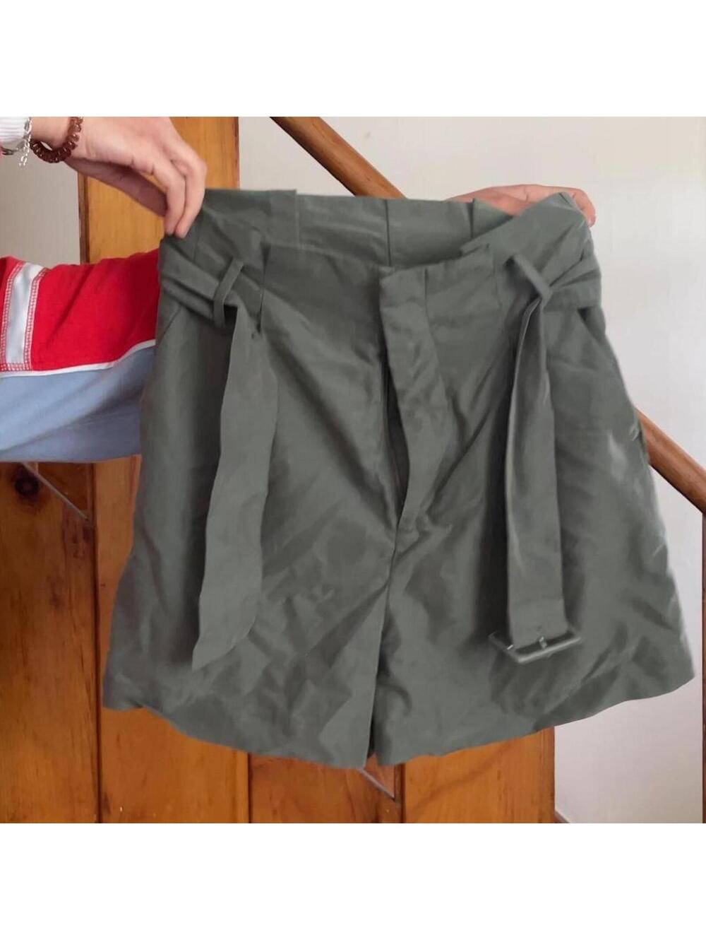 A New Day safari green high-waisted shorts with matching belt Size: 2